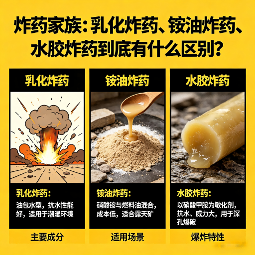 乌当炸药家族：乳化炸药、铵油炸药、水胶炸药到底有什么区别？